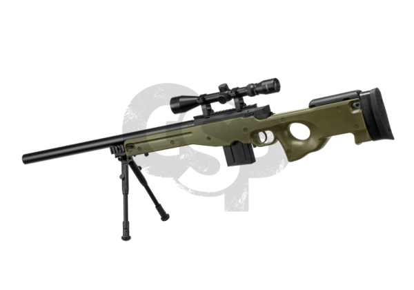 Well L96 AWP sniper rifle Set upgraded OD green Federdruck - 6mm BB - ab 18